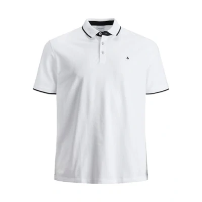 Image of JACK &amp; JONES Men&#039;s Jjepaulos Polo Ss Noos Ps T Shirt, White, 7XL