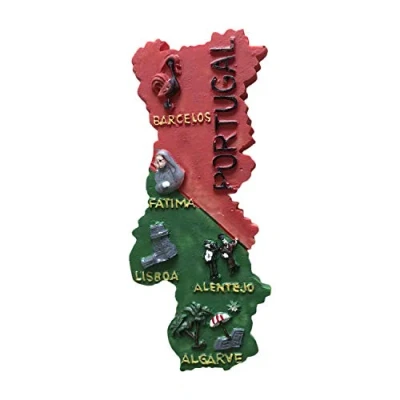 Image of 3D Portugal Map Refrigerator Fridge Magnet Tourist Souvenirs Handmade Resin Craft Magnetic Stickers Home Kitchen Decoration Travel Gift