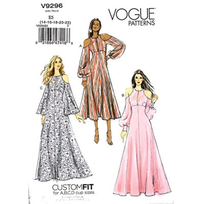 Image of Vogue Patterns 9296 E5 Misses Dress, Tissue, Multi Colour, 15 x 0.5 22 cm