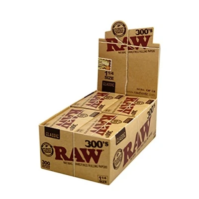 Image of RAW 300&#039;s Classic Natural Unrefined Rolling Papers 300 Leaves Per Pack (20 Packs)