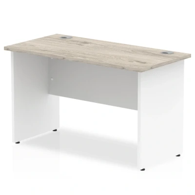 Image of Impulse 1200 x 600mm Straight Desk Grey Oak Top White Panel End Leg