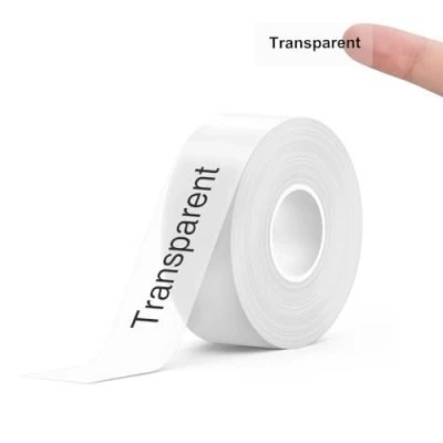Image of SUPVAN E10/E16 Continuous Label Maker Tape 15mmx6m, Waterproof, Clear Printing, Strong Adhesive, Multipurpose Thermal Paper for File Folder, Organization, Creation, Transparent