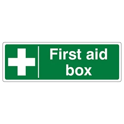 Image of 300mmx100mm First Aid Box Sign Sticker Self Adhesive