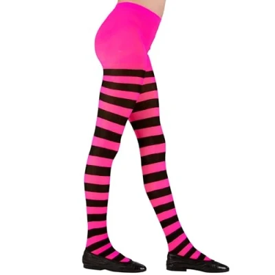 Image of Widmann PANTYHOSE STRIPED PINK/BLACK 4 6yrs