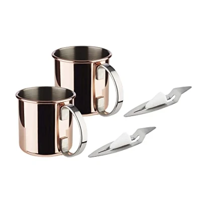 Image of APS Mini Feuerzangenbowle Set, 2 Stainless Steel Copper Look Cups, Punch Jar, Fire Tongs, Sugar 50 Hats