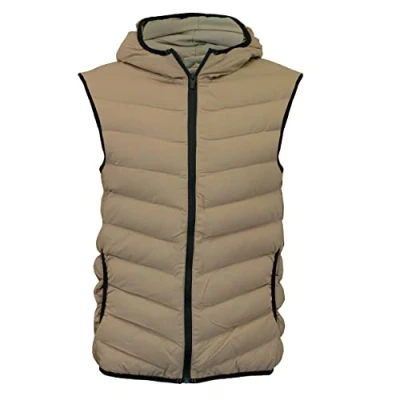 Image of BRAVE SOUL Men&#039;s Gillet Blackburn Hugo Chadderton Midnight Body Warmer Puffer (S Small, Stone Blackburn)