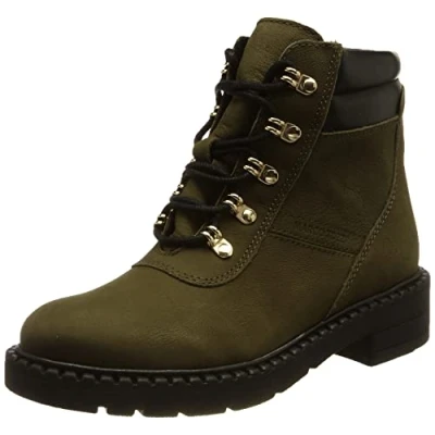 Image of Marco Tozzi Women&#039;s 2 25202 29 Leather Lace Up Ankle Boots, Olive Comb, 5 UK