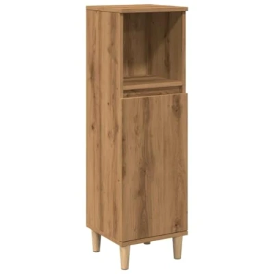 Image of vidaXL Bathroom Cabinet Vanity Sink Cupboard Artisan Oak Engineered Wood, Scandinavian Style, Compact 30x30x100cm, Ample Storage for Organization