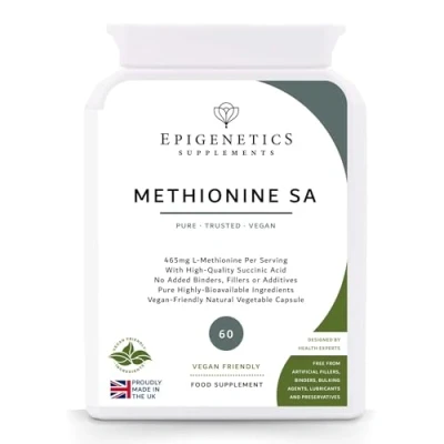 Image of Methionine SA 465mg L Amino Acid + Succinic Natural Antioxidant 60 Vegan Friendly Capsules UK Made 1 Capsule Daily (2 Month Supply)