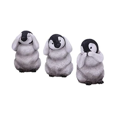 Image of Nemesis Now U4921R0 See No, Hear Speak No Evil Emperor Penguin Chick Figurines, Grey, One Size