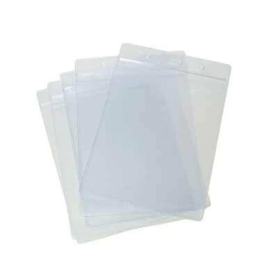 Image of CKB Ltd 10x A6 Vertical Extra Large Portrait Clear ID Badge Card Holders Plastic Pocket Pouches 17.5cm x 11.8cm Holds Size 105 148mm