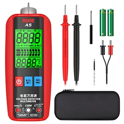 Image of BSIDE A5 Smart Digital Multimeter Electrical Tester Auto range Intelligent Voltmeter with NCV VFC AC DC Volt/Amp Ohm Meter Cap Hz Continuity Diode Temperature Circuit checker Buzzer Alarm Flashlight