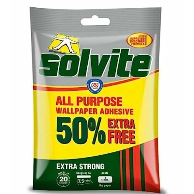 Image of Solvite Extra Strong All Purpose Wallpaper Adhesive 5 Roll + 50% Free