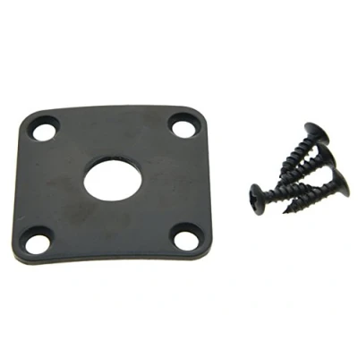 Image of Dopro Black Metal Curved Base Bottom Jack Plate Square Jackplate fits Gibson LP Les Paul