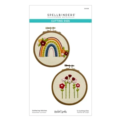 Image of Spellbinders S5 629 Gathering Stitches Etched Dies from The Nichol&#039;s Needlework Collection by Nichol Spohr