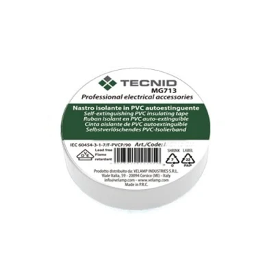 Image of TECNID PVC Insulation Tape 0.12 mm Thickness 15 x 10 m White VDE Certified Waterproof Heat Resistant Self Adhesive Perfect for repairing bonding electrical work