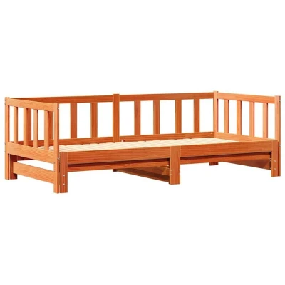 Image of vidaXL Pull out Day Bed without Mattress Wax Brown 2x(90x190) cm