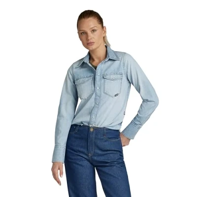 Image of G STAR RAW Women&#039;s Slim Western Shirt , blue (sun faded mist D24343 D539 G342), M