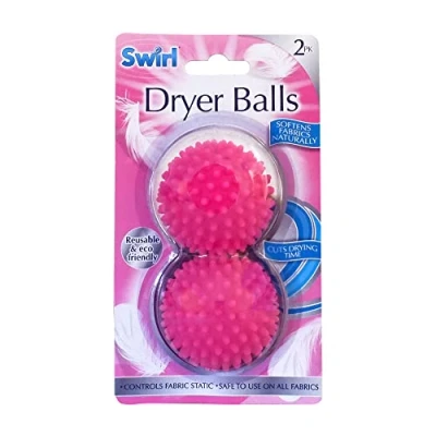Image of Swirl Fabric Softening Tumble Dryer Balls Pink 2 Pack