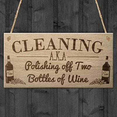 Image of RED OCEAN Cleaning Wine Alcohol Funny Friendship Gift Home Hanging Plaque Best Friend Present Sign
