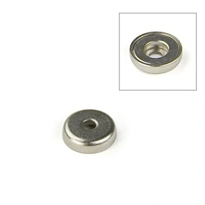 Image of N42 Neodymium Pot Magnet for Arts, Crafts, Model Making, DIY, Hobbies, Office, and Home 14mm dia x 3.6mm thick 3.5mm c/bore 5.2kg Pull Pack of 10