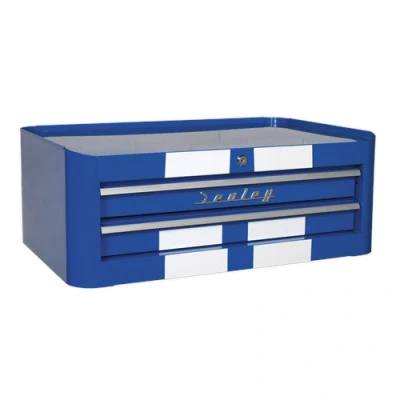 Image of Sealey Premier Mid Box 2 Drawer Retro Style Blue with White Stripes