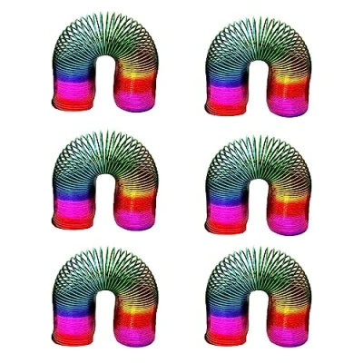 Image of PNJB, Large Rainbow Magic Spring Fun Toy Stretching 10m Bouncing, Coil Kids Toy, Vintage Style Toys Combo For Kids, Multicolour, Plastic, (6X15CM)