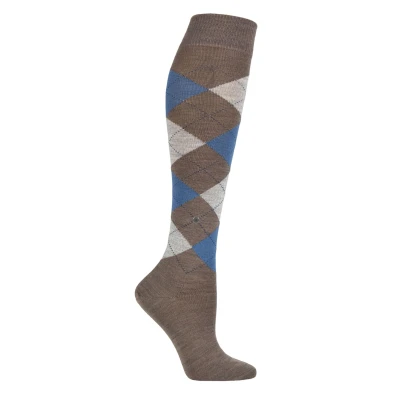 Image of Women&#039;s 1 Pair Burlington Marylebone Argyle Wool Knee High Socks Brown / Blue