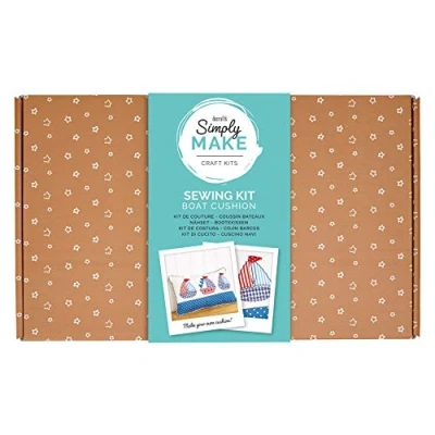 Image of Simply Make Cushion Kit Boats Stitch Pillow Cover Tapestry Craft Making Kit, Embroidery Sewing Ideal For Adults And Older Children Kids, Add To Sofa Decor At Home Or Kitchen Chair