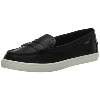 Image of Cole Haan Women&#039;s Nantucket Penny Loafer, Black Pebbled Leather, 4 UK