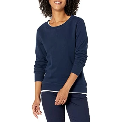 Image of Amazon Essentials Women&#039;s French Terry Fleece Crewneck Sweatshirt (Available in Plus Size), Navy, S