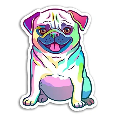 Image of 2 x 10cm Cute Pug Dog Vinyl Stickers Puppy Fun Sticker Laptop Luggage #18070 (10cm Tall)
