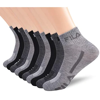 Image of Fila Men&#039;s Racing Striped Quarter Socks (10 Pack), Grey Multi, One Size (Pack of 10)