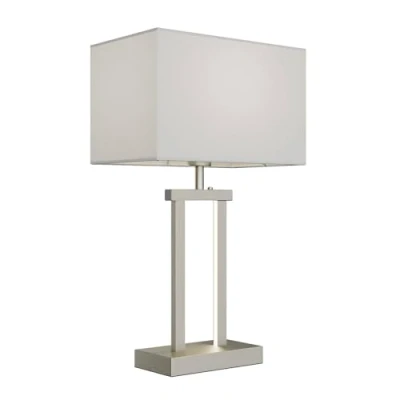 Image of Lindby Sigurd Table Lamp Dimmable (Modern) in Aluminium Textile for Living Room and Dining (1 Flame, A++) Lamp, Desk Bedside