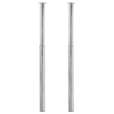 Image of vidaXL 2x Telescopic Table Legs Chrome 710 1100mm Breakfast Bar Worktop Desk