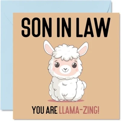 Image of Birthday Cards for Son in law Llama Zing Funny Happy Card from Mum Dad Law, Gifts, 145mm x Joke Greeting Men Him