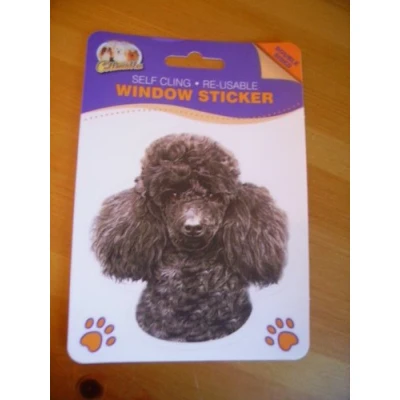 Image of Black Poodle dog double sided window sticker car home re usable
