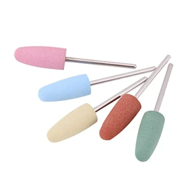 Image of 5 Manicure Drill Bit, Nail Lathe Stainless Steel Foot Silicone Polisher Bits Machine Tools Straightener