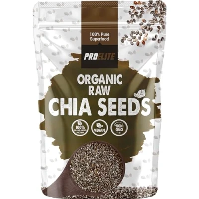 Image of Organic Chia Seeds 250g Premium Raw Black Seed Non GMO, Vegan, Keto, Paleo Source of Protein and Fibre High in Omega 3 by PROELITE