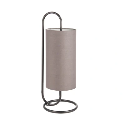 Image of Klip Cylindrical Table Lamp Matt Black, Grey Fabric, 1x E27