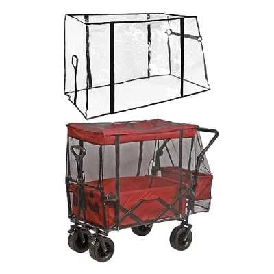Image of Foldable Wagon Cart Cover Waterproof Camping Trolley Rain Mosquito Net Beach Accessories Folding