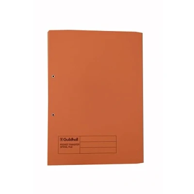 Image of Invo Transfer Spring Files with Inside Pocket 315gsm 38mm Foolscap Orange Ref 400038600 [Pack 25]