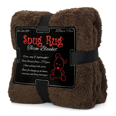 Image of Snug Rug Blanket Sherpa Fleece Luxury For Sofa Blankets Warm Winter Soft Throws 127 x 178cm (50&quot; 70&quot;) (Chocolate Brown)
