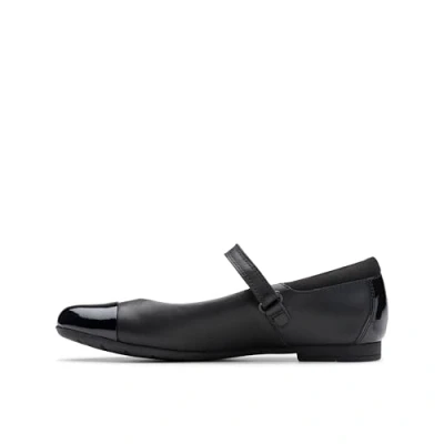 Image of Clarks Girl&#039;s Scala Gem K Ballet Flats, Black Leather Leather, 13.5 UK Child