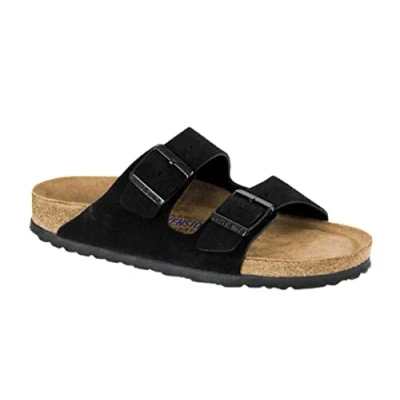 Image of Birkenstock Arizona SOFT Footbed Unisex Mules, Size: 7, Black Suede