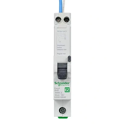 Image of Schneider Electric Easy9 RCBO Residual Circuit Breaker with Overcurrent Protection, 1 Pole, 40A, 30mA, Type A, B Curve, EZ9D16840