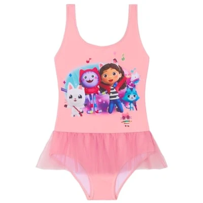 Image of Gabby&#039;s Dollhouse Girls Swimming Costume, One Piece Swimsuit for Beach or Pool (Pink, 2 3 Years)