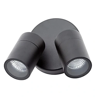 Image of LITECRAFT Kenn Wall Spotlight Outdoor Adjustable Garden GU10 Twin Light Black