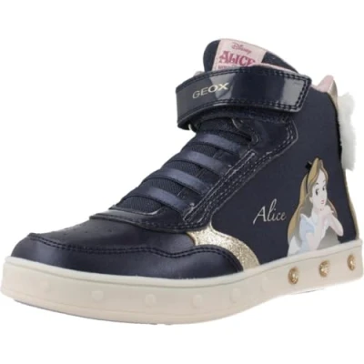 Image of Geox J Skylin Girl G Sneaker, Navy/Platinum, 5 UK Child