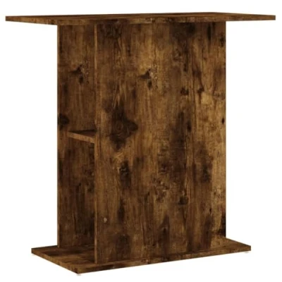 Image of vidaXL Aquarium Stand Fish Tank Base, Smoked Oak Engineered Wood, 75x36x72.5 cm, Storage Compartments, Modern Design